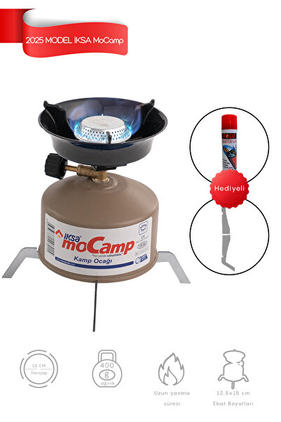 İksa Mini Kamp Ocak Gazlı Kamp Ocağı Pratik Piknik Tüpü Çakmak Gazı Hediye