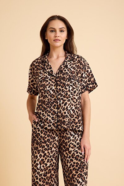 Amarelle Capetown Leopard Patterned Viscose Buttoned Pajama Set