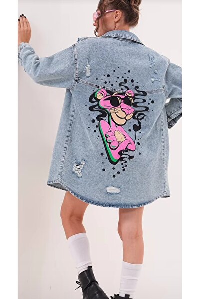 ozzıy34 Γυναικείο τζιν μπουφάν oversized