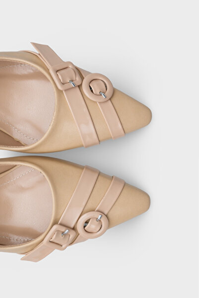 Capone Outfitters Mirabel Pointed Toe Buckle Mid-Heeled Women's Shoes