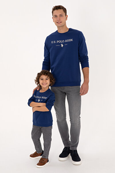 U.S. Polo Assn. Erkek Regular Fit Bisiklet Yaka İndigo İnce Basic Sweatshirt 50313743-VR028