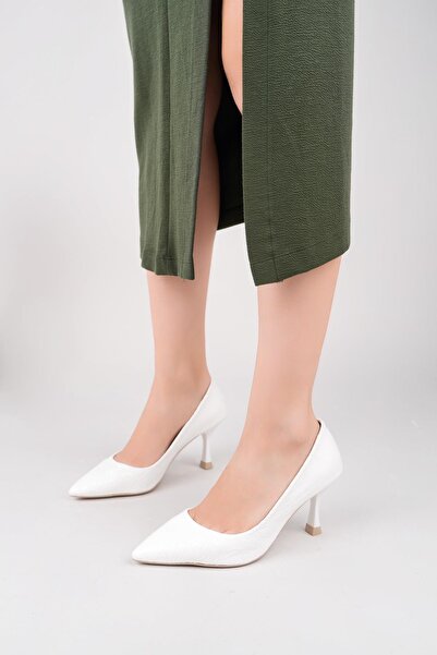 Nesil Shoes Özma 6175 White Heeled Women's Stiletto