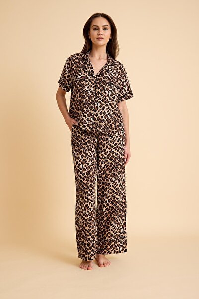 Amarelle Capetown Leopard Patterned Viscose Buttoned Pajama Set