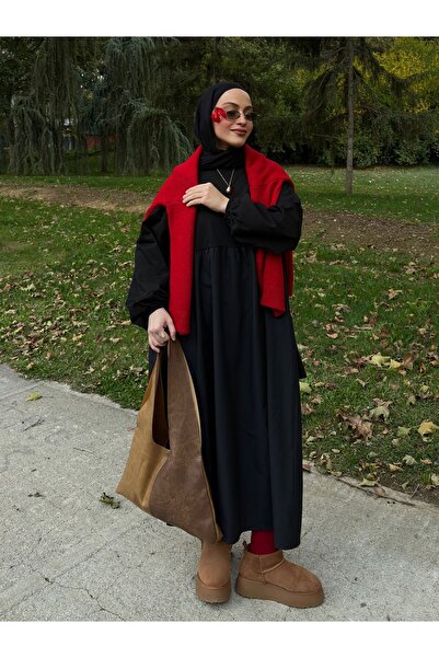 QANU Drawstring Sweat Dress Black