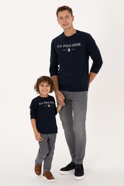 U.S. Polo Assn. Чоловічий Regular Fit Велосипедний комір Синій Тонкий Basic Світшот 50313743-VR033