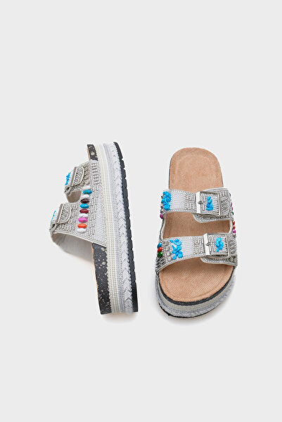 Capone Outfitters Alyson Stone Buckle Flat Heel Women's Slippers