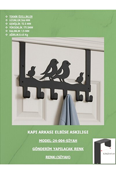 EXİTMODEL Siyah Büyük Boy Metal Kapı Arkası Askılığı Kancalı Kalın Kapılarla ...