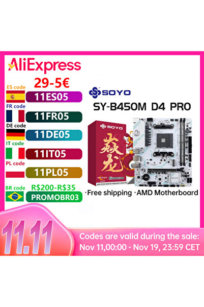 Choice AMD B450M SOYO AMD B450M اللوحة الأم ثنائية القناة DDR4 M.2 PCIE 3.0 NVME SATA3.0 تدعم Ryzen 5600