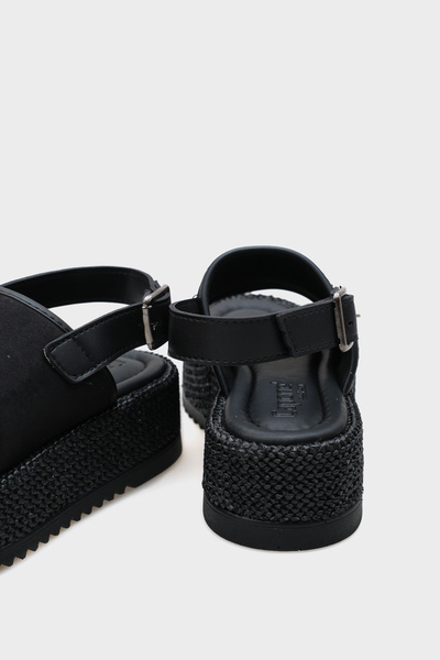 Capone Outfitters Vena Straw Single Buckle Wedge Heeled Women's Sandals