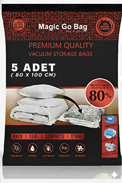Vakum Hurcu 5'li Set Xxlarge 80x100 Cm Vakumlu Hurç - Vakumlu Poşet
