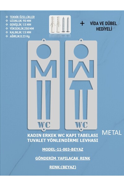 EXİTMODEL Men's and Women's Toilet Sign Set of 2 Metal Wall Decor - Men - Wom...