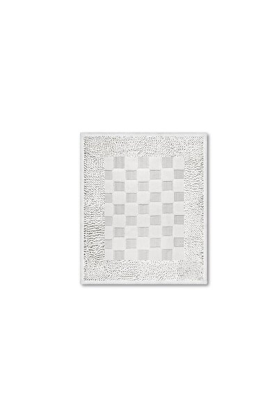 Bluenity Bukle Polka Dot Natural Cotton 2-Piece Bath Mat Set 60X100+50X60 cm - Ecru