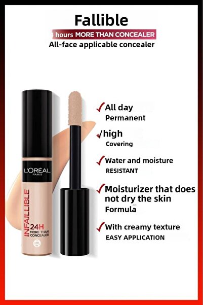 L'Oreal Paris Infaillible More Than Concealer, Acoperire completă, Corector cremă, 330, Nucă pecan, 11 ml