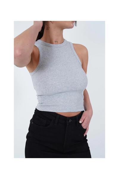 Cotton Mood 23254307 Camisole Crew Neck Piping Athlete GRAY