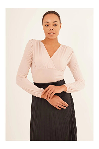 Cotton Mood 23254223 Sandy Double Breasted Collar Gathered Padded Long Sleeve Blouse TAS