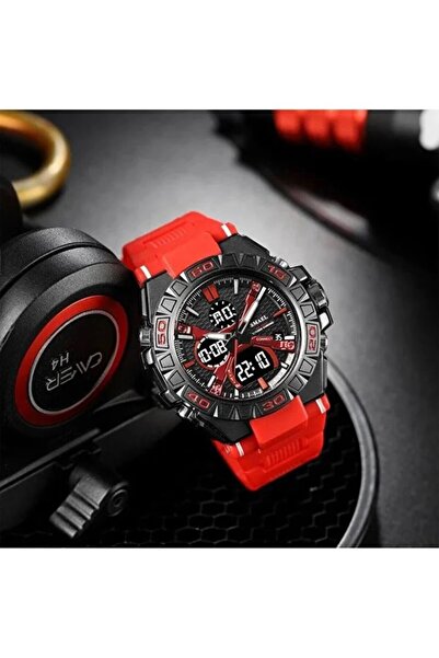 SMAEL 8071 Krmzi Digital and Analog Men's Wristwatch
