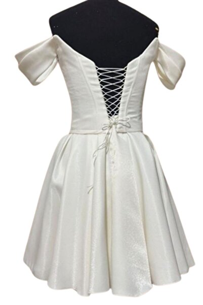 Uretti - Talia 8659 2584 El Yapımı Büstiyer ve Etek 2'li Takım Işıltılı Saten Gelinlik - 38 / 40