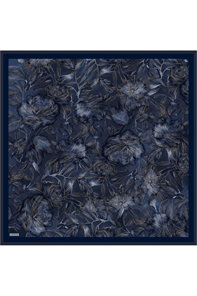 Armine İpek Eşarp 2026 Kış - 9409-81 Lacivert Gold Sura