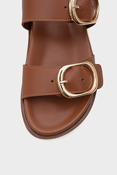 Capone Outfitters Marie Double Metal Buckle Flat Heeled Women's Sandals