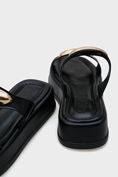 Capone Outfitters Marna Double Metal Buckle Wedge Heeled Women's Slippers