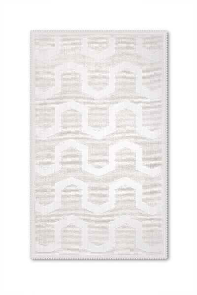 Bluenity Dome Bukle Natural Cotton 2-Piece Bath Mat Set 60X100+50X60 cm - Ecru