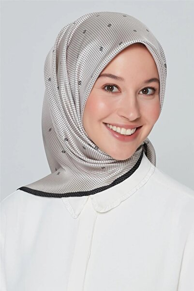 Armine Sura Silk Scarf Beige, Black 8259-S83