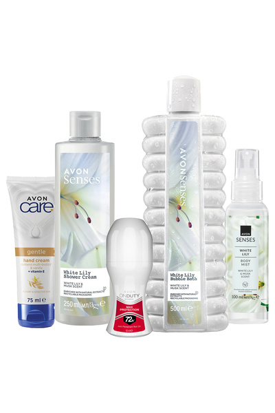 AVON Senses White Lily Zambak Kokulu Banyo Seti ve Rollon El Kremi Paketi
