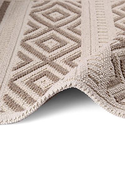 Bluenity Hat Doğal Pamuklu 2'li Banyo Paspas Seti 60x100+50x60 Cm - Bej