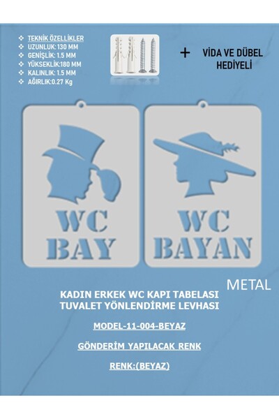 EXİTMODEL Men's and Women's Toilet Sign Set of 2 Metal Wall Decor - Men - Wom...