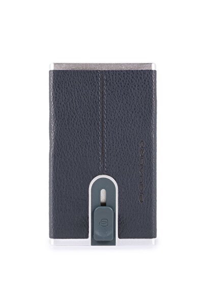 PIQUADRO Leather wallet, black square, square sliding system with compact compartment for banknotes, ..