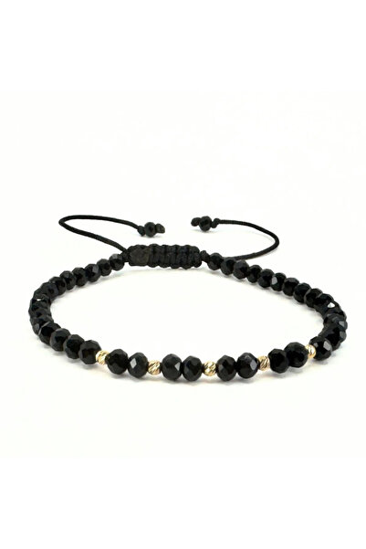 OEM Brățară cu cristale rotunde și 5 bilute de 2.5mm din aur 585 14k - Reglabila