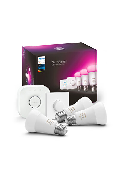 Philips HueWCA 9-75W E27 Renkli Akıllı Ampul 3'lü Başlangıç Seti (Butonlu)