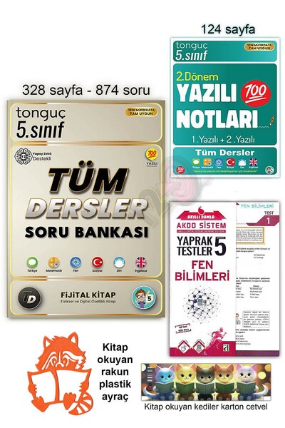 Tonguç Yayınları 5. Sınıf Tüm Dersler Soru Bankası 2. Dönem Yazılı Notları Yaprak Test
