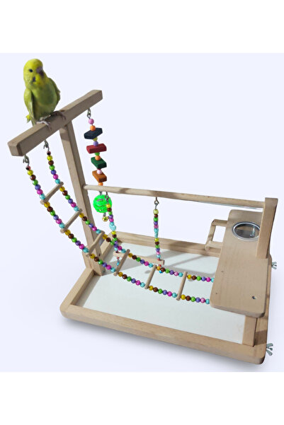 petwood El Yapımı Kuş Oyun Alanı, Kuş Oyun Parkı, Kuş Ahşap Tünekli Oyuncağı