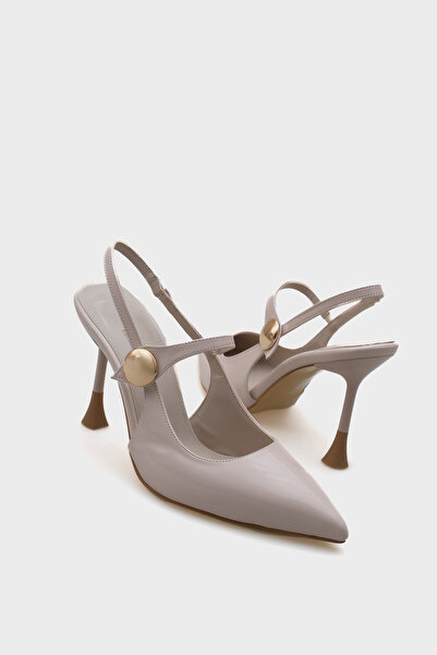 Capone Outfitters Holly Patent Leather High Heeled Metal Buckle Back Strap Stiletto