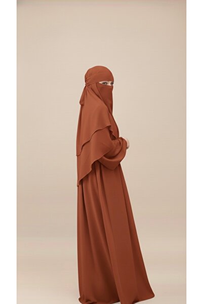 Atelier Cheval Medina Silk Souffle Dress Veil Set, Hajj Umrah Women's Ferace Set, Hijab Dress Set (3 Pieces)