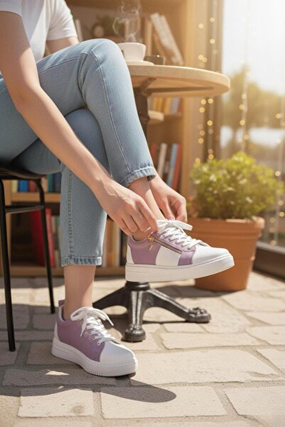 marinarosse Kadın Rubel Mor Fermuar Detaylı Spor Ayakkabı