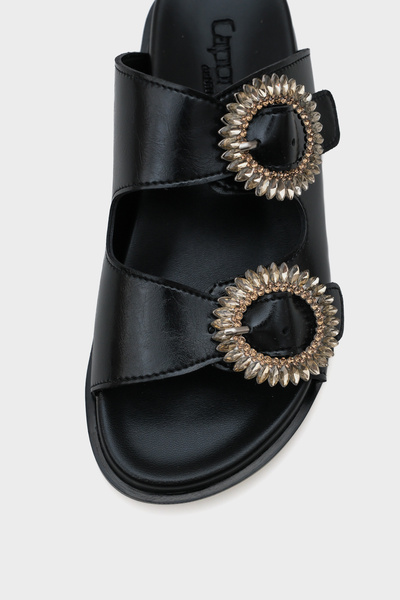 Capone Outfitters Marice Stone Buckle Flat Heeled Women's Slippers