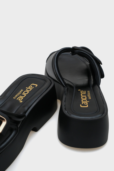 Capone Outfitters Mia Wedge Heeled Single Strap Buckle Women's Comfort Slippers