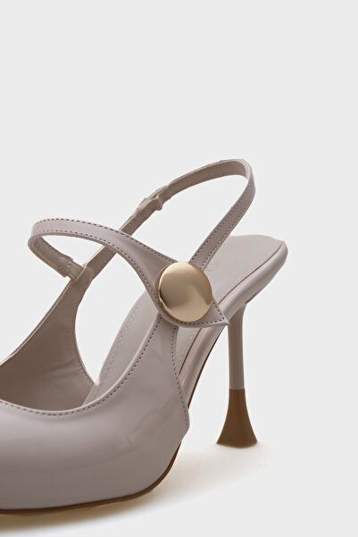 Capone Outfitters Holly Patent Leather High Heeled Metal Buckle Back Strap Stiletto