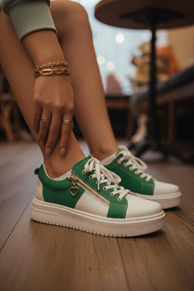 marina rosse Women's Rubel Green Zipper Detailed Sneakers