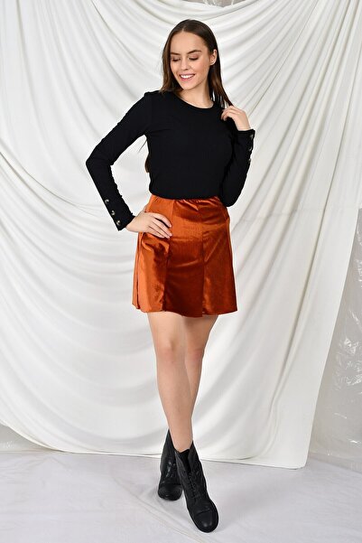 Cotton Mood 9474746 Velvet Patchwork Elastic Short Skirt Tile