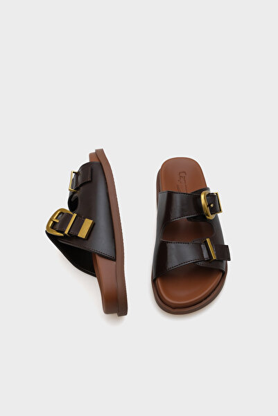 Capone Outfitters Γυναικείες άνετες παντόφλες Maryl Double Buckle