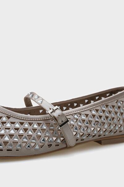 Capone Outfitters Aleda Stone Mesh Banded Round Toe Women's Ballerinas