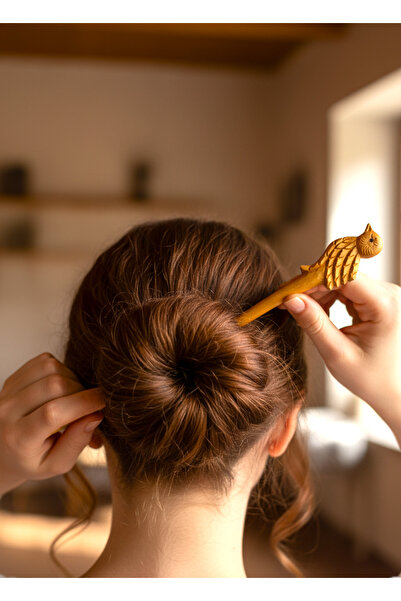 aslanoyma Wren Model Gold Leaf Handmade Bun Buckle