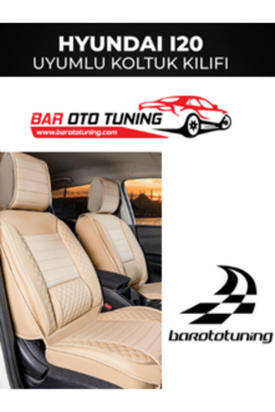 barototuning غطاء مقعد سيارة هيونداي i20 متوافق مع سلسلة بلس لوكس، لون بيج، ط...