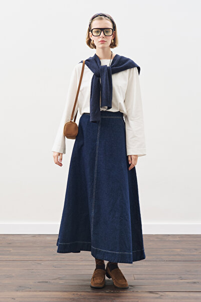 Manuka Квадратний комір, зав'язується, трикотажний шарф, синій