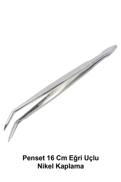 ATEL-SAN Penset 16 Cm Eğri Uçlu - Nikel Kaplama