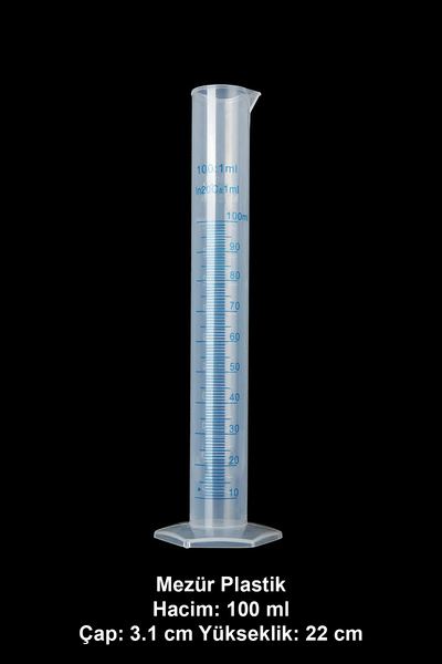 ATEL-SAN Mezür 100 ml Plastik / Ölçü Kabı Şeffaf – Uzun Form
