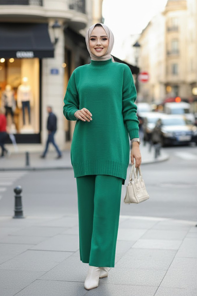 Neva Style Зелений комплект з трикотажу з покриттям для голови 34341Y